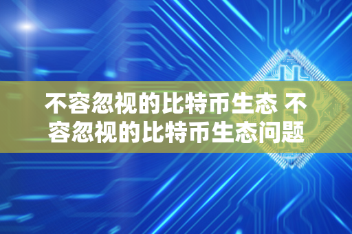 不容忽视的比特币生态 不容忽视的比特币生态问题